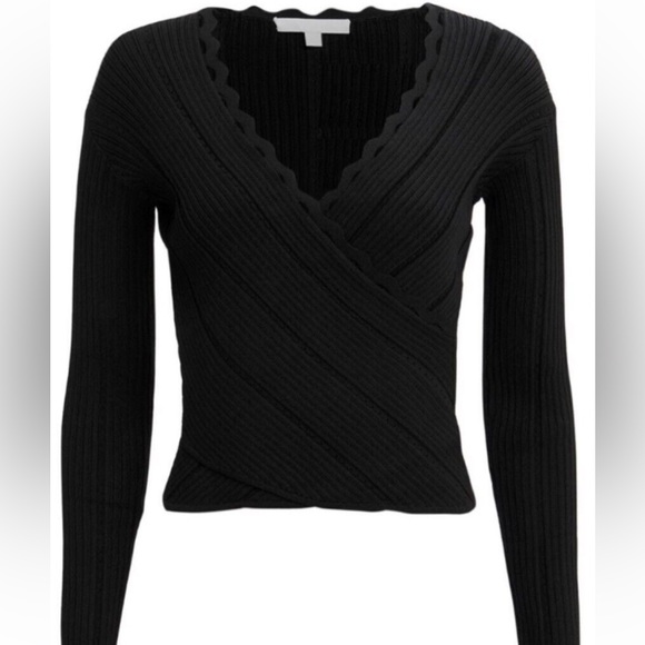 Jonathan Simkhai Tops - Jonathan Simkhai Black Ribbed Wrap Top Like New!
